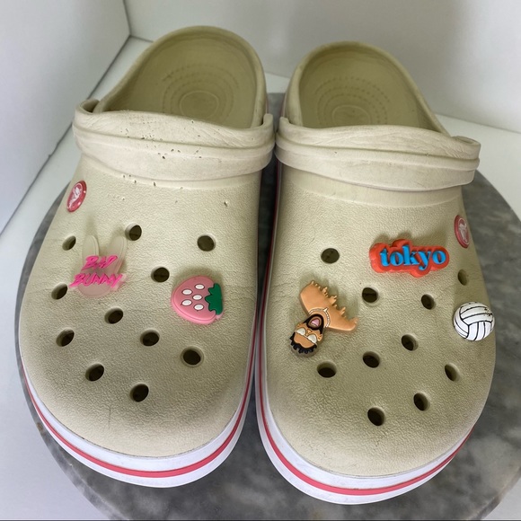 CROCS Shoes Crocs Crocband Pink Tan Bad Bunny Jibbitz Glow In The